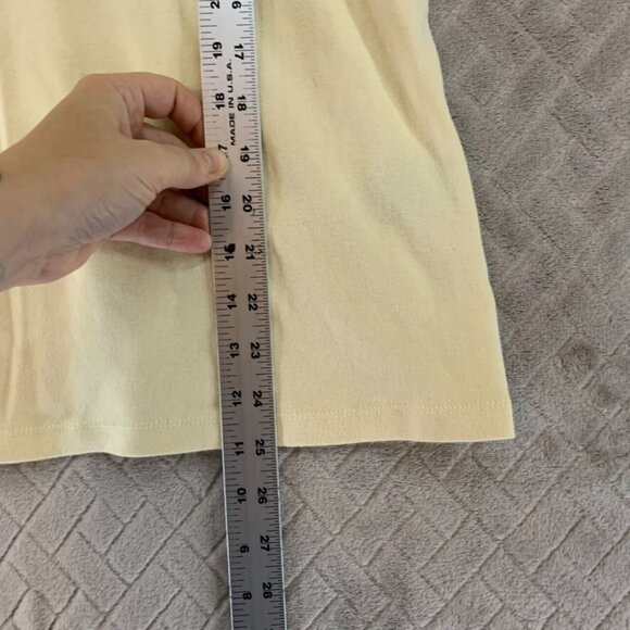 Avenue Womans 14/16 Top T Shirt Light Yellow Beaded Short Sleeve V Neck - Picture 7 of 12